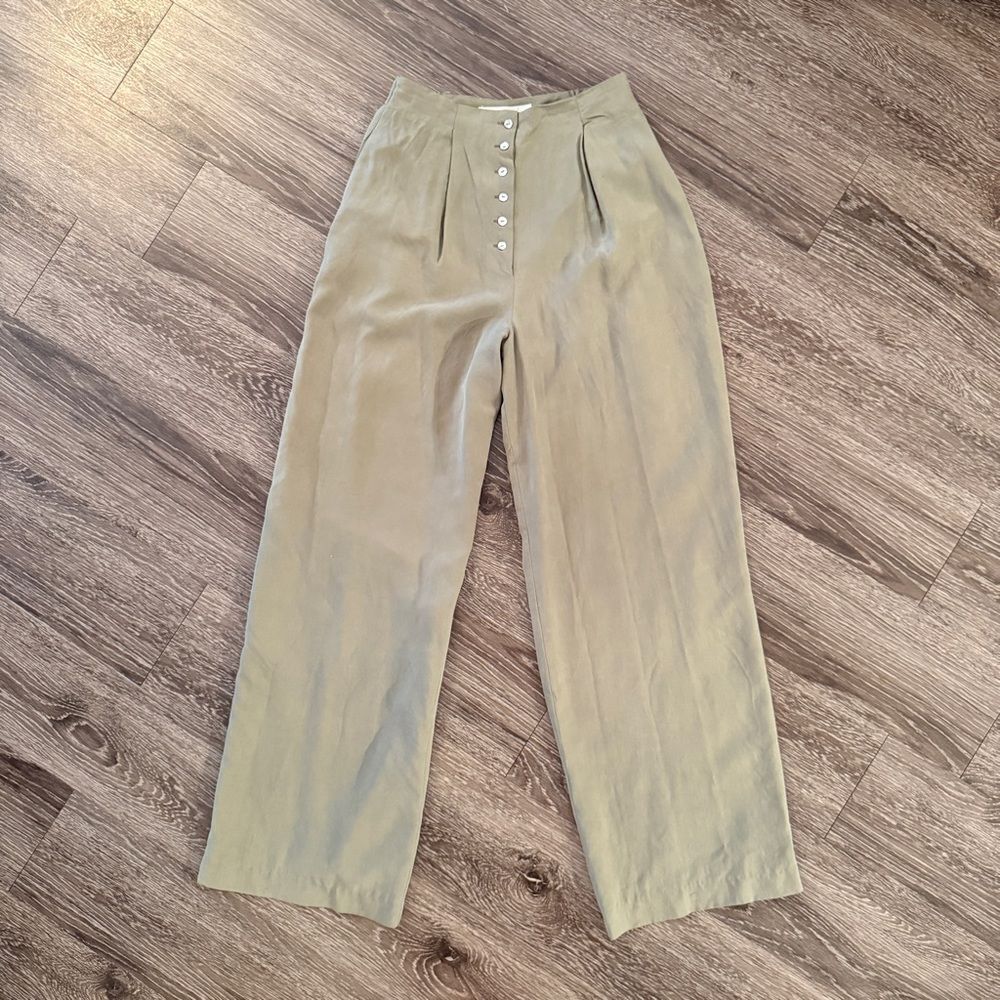 Express Vintage Sage Green Silk Trousers